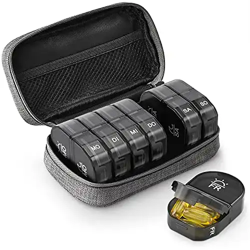 Medikamentendosierer AUVON Canvas Tasche mit Tablettenbox