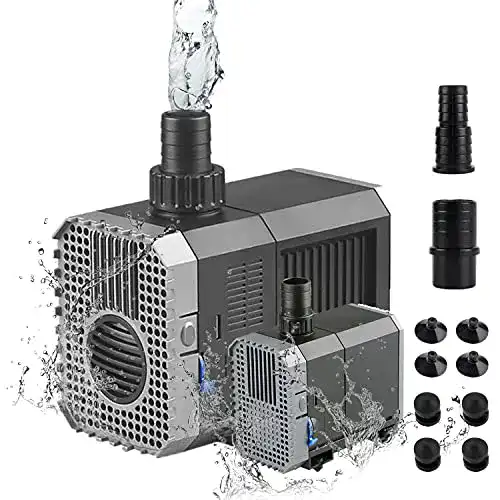 Exleco Aquariumpumpe 500L/H 7W Tauchpumpe für Aquarien und Brunnen