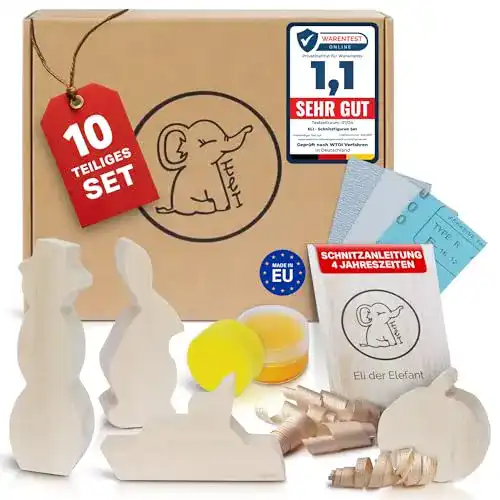 Schnitzholz Eli Lindenholz – Schnitzfiguren Set für Kinder