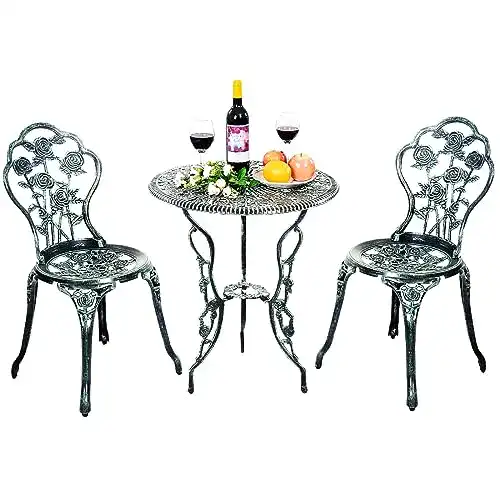 Gartentisch mit Stühlen Costway 3tlg. Antik Bistroset für Garten und Balkon