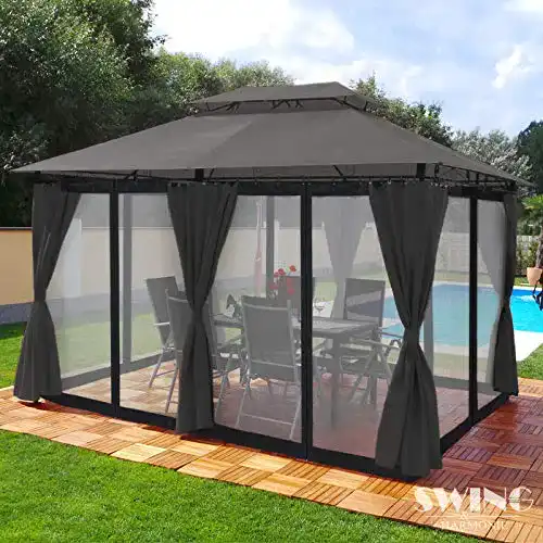 Pavillon 3×4 m Minzo Swing & Harmonie mit Seitenwänden