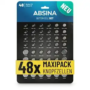 LR44 Absina 48er Pack Alkaline und Lithium Knopfzellen