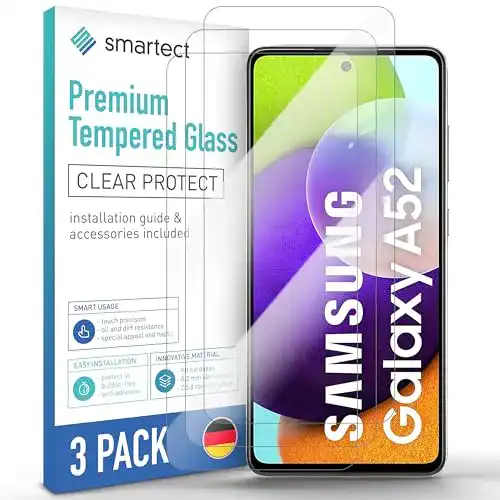 Smartect Schutzglas für Samsung Galaxy A52 (3 Stück, klar)