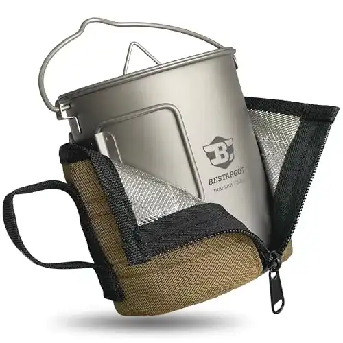 Camping-Topf Bestargot 750 ml Titan Becher mit Isolierbeutel