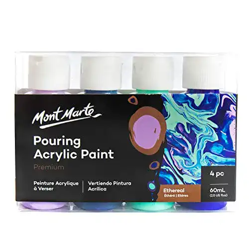 Mont Marte Pouring Farben Set Ethereal 4 x 60 ml Acrylfarben mit Pouring Medium