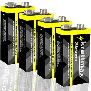 9V Lithium-Batterie kraftmax 4er Pack Xtreme Block für Rauchmelder