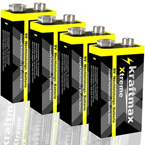 9V Lithium-Batterie kraftmax 4er Pack Xtreme Block für Rauchmelder