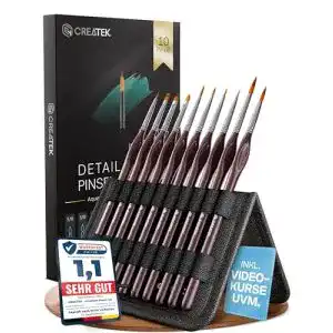 CreaTek Premium Detail Pinselset für Acrylfarben und Aquarellmalerei