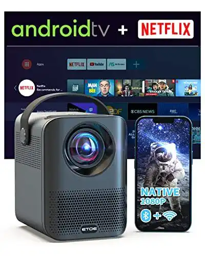 Mini Beamer ETOE D2 Pro, Native 1080P FHD, Bluetooth und Android TV