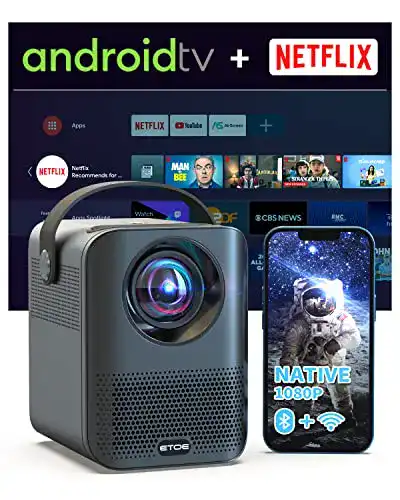 Mini Beamer ETOE D2 Pro, Native 1080P FHD, Bluetooth und Android TV