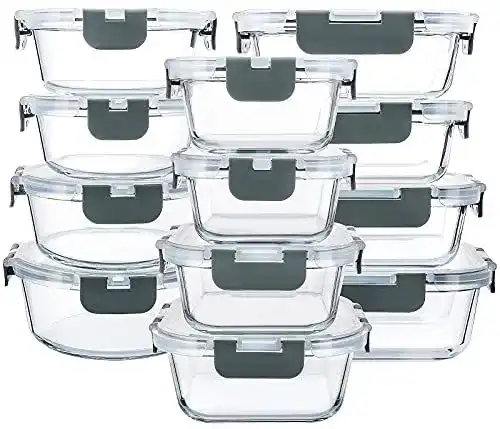 MCIRCO Glas-Frischhaltedosen Set mit 12 Behältern und Deckeln