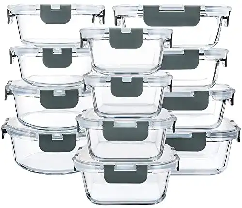 MCIRCO Glas-Frischhaltedosen Set mit 12 Behältern und Deckeln