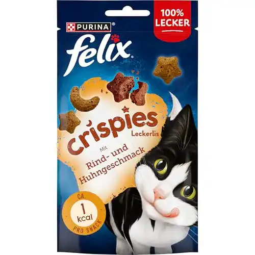 Katzenleckerlies Felix Crispies Katzensnack mit Rind und Huhn