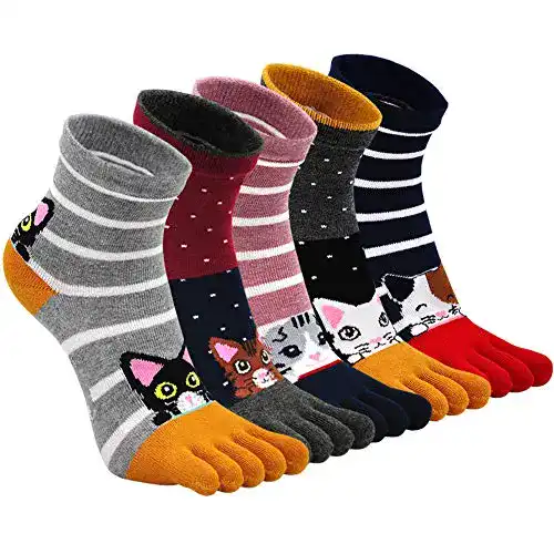 Zehensocken für Damen aus Baumwolle in bunten Farben Sportliche Five Finger Socken