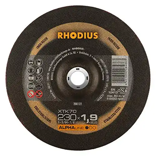 Trennscheibe 230 mm für Metall von Rhodius XTK70, 25 Stück, Ø 230 mm x 1,9 mm