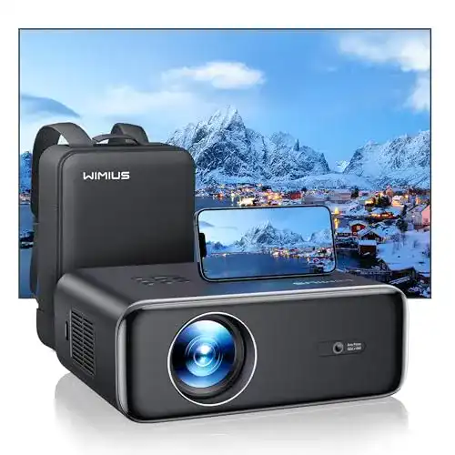 LED Beamer WiMiUS mit Autofokus und Trapezkorrektur, Full HD 1080P