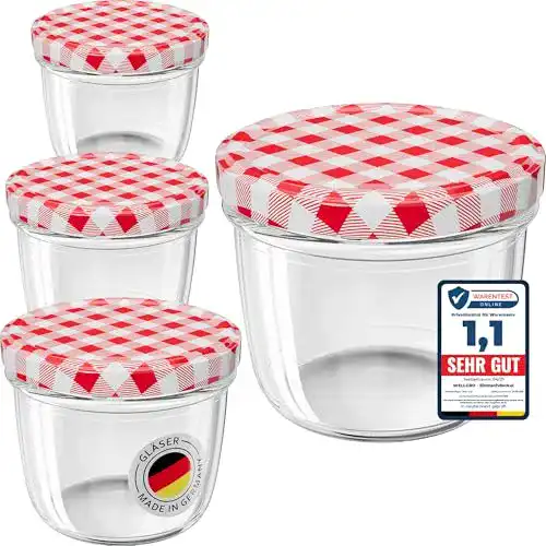 Wellgro Einmachgläser 6er Set mit Schraubdeckel, 230 ml