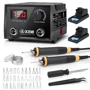 Xiiw Pyrography Machine 100W Holzbrenner Set mit 2 Stiften und Zubehör