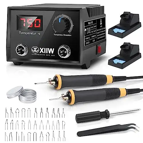 Xiiw Pyrography Machine 100W Holzbrenner Set mit 2 Stiften und Zubehör