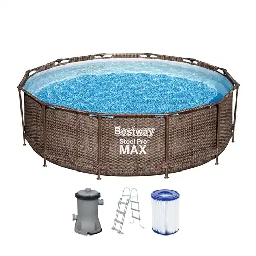 Bestway 56709-GS18 Steel Pro Max Stahlrahmenpool-Set mit Filterpumpe
