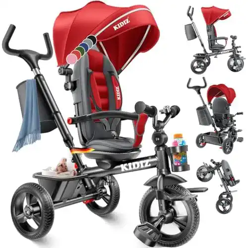 Kinderdreirad Kidiz 5-in-1 mit Schubstange und Lenksystem