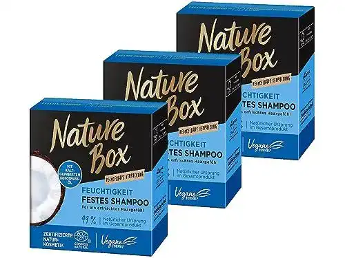 Nature Box Festes Shampoo mit Kokosnuss-Öl, 3er Pack, 250 ml