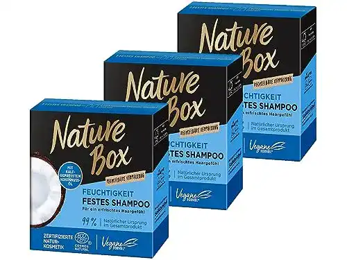 Nature Box Festes Shampoo mit Kokosnuss-Öl, 3er Pack, 250 ml