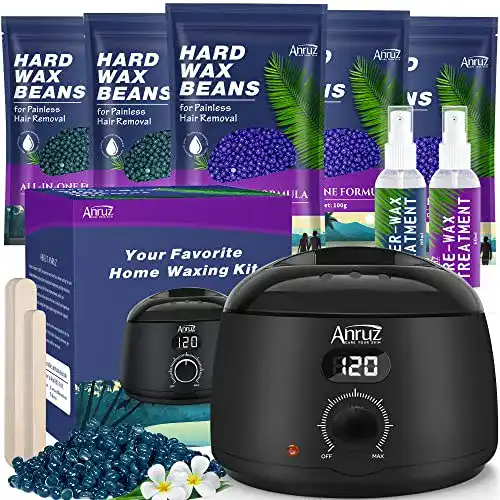 Warmwachs Set von ANRUZ mit digitalem Wachswärmer und 500g Wachsperlen