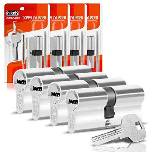 Gercar Schließzylinder 40/40 Profilzylinder – 4er Set Gleichschließend