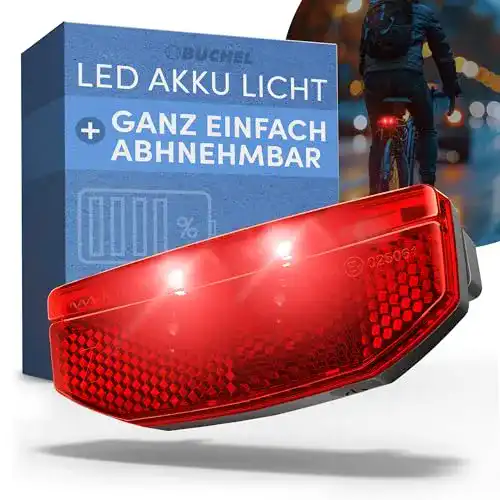 Büchel LED Fahrrad Rücklicht mit Batterie für Gepäckträger