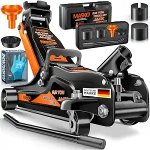 Flacher hydraulischer Wagenheber MASKO 2,5T mit Zubehör und Koffer