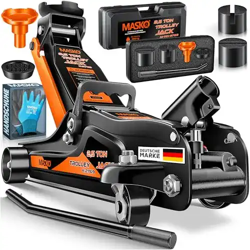 Flacher hydraulischer Wagenheber MASKO 2,5T mit Zubehör und Koffer