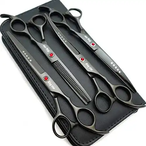 Hundeschere Kingstar 7.0 Zoll Titanium Schwarz Professionell