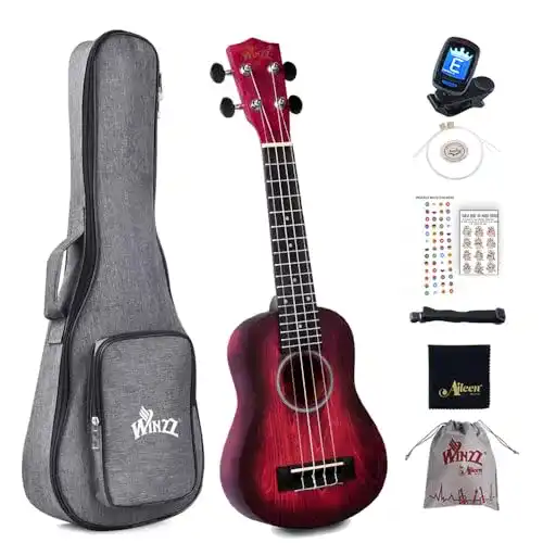 Ukulele Winzz 21″ Sopran Ukulele Set für Anfänger und Fortgeschrittene