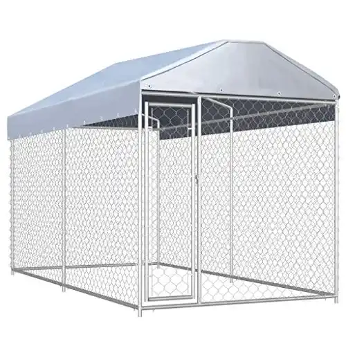 Hundezwinger vidaXL für den Außenbereich mit Dach und robustem Design