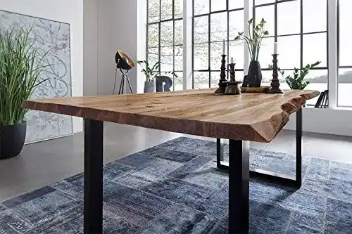 Esstisch Baumkante SAM in 180×90 cm aus Akazie mit U-Gestell