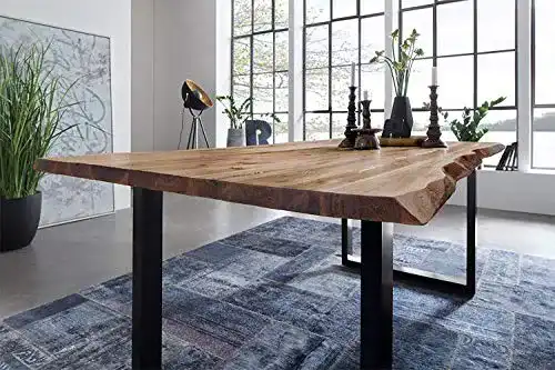 Esstisch Baumkante SAM in 180×90 cm aus Akazie mit U-Gestell