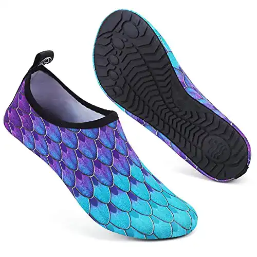 Wasserschuhe Mabove Badeschuhe für Damen im Lila Meerjungfrau-Look
