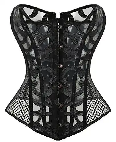 Korsett Kuose Damen Schwarz Weiß Body Shaper Vollbrust Corsage Top