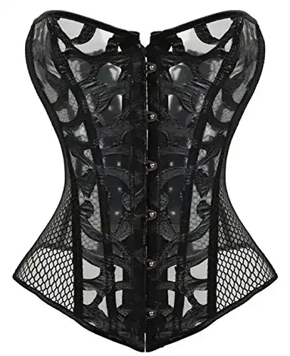 Korsett Kuose Damen Schwarz Weiß Body Shaper Vollbrust Corsage Top