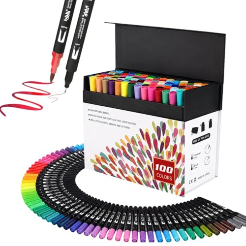 Pinselstifte HHHOOU 100 Farben Brush Marker für Journal und Kunst