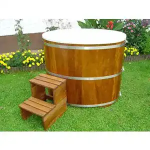 Badezuber Achleitner Sauna Tauchbecken aus Kambalaholz mit Kunststoffeinsatz