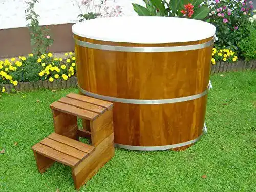 Badezuber Achleitner Sauna Tauchbecken aus Kambalaholz mit Kunststoffeinsatz