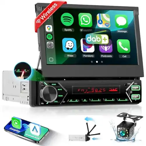 Autoradio Podofo mit Android Auto, 1 DIN, 7 Zoll Touchscreen, DAB+