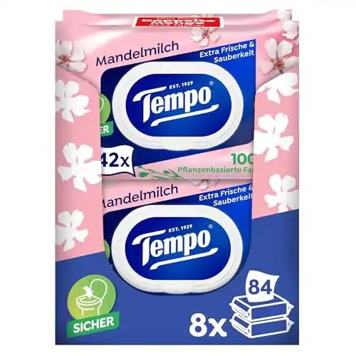 Tempo Toilettenpapier Feucht mit Mandelmilch und Panthenol, 16er Pack