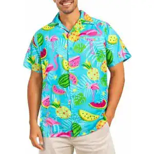 Hawaiihemd King Kameha Funky mit Flamingos und Melonen, Kurzarm