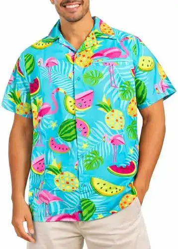 Hawaiihemd King Kameha Funky mit Flamingos und Melonen, Kurzarm