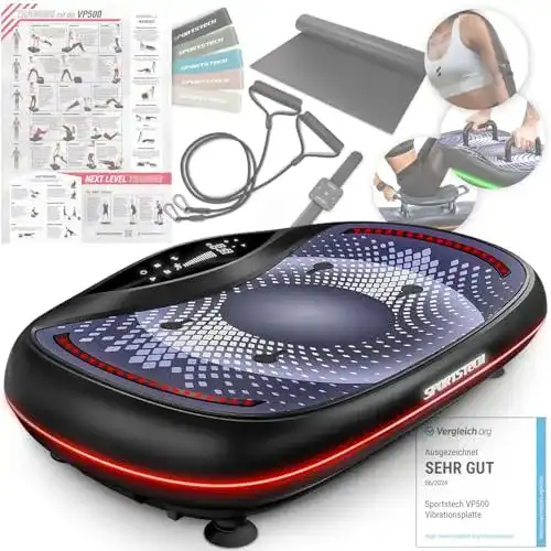 Vibrationsplatte Sportstech VP500 mit 4D-Technologie und LED-Display