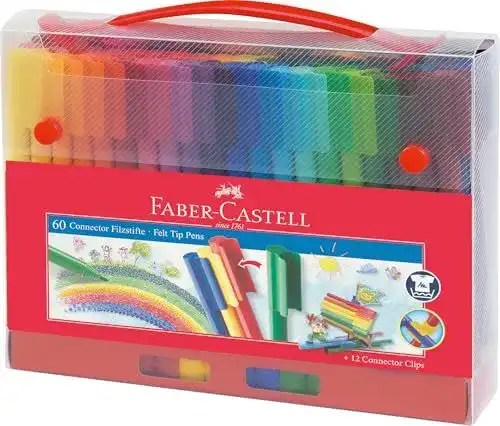 Faber-Castell 155560 Connector Filzstifte im Koffer, 60 Stück