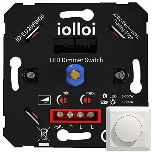 LED Dimmer iolloi Dimmschalter für dimmbare LED- und Halogenlampen